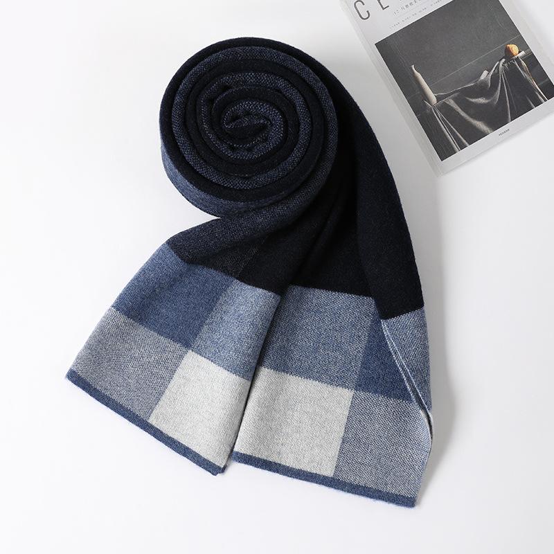 

Genuine high-end cashmere men s scarf men s winter business versatile plaid wool warm scarf light luxury 180cm