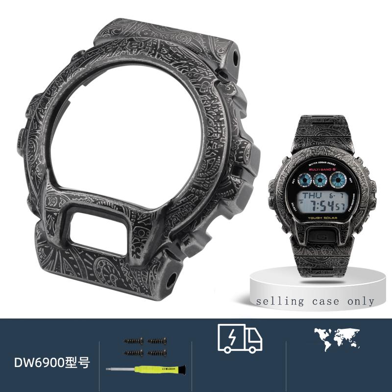 

Винтажный резной безель и ремешок для часов Casio G-Shock DW6900 DW-6903. Металлический корпус часов, безель, браслет из нержавеющей стали 316 0mm