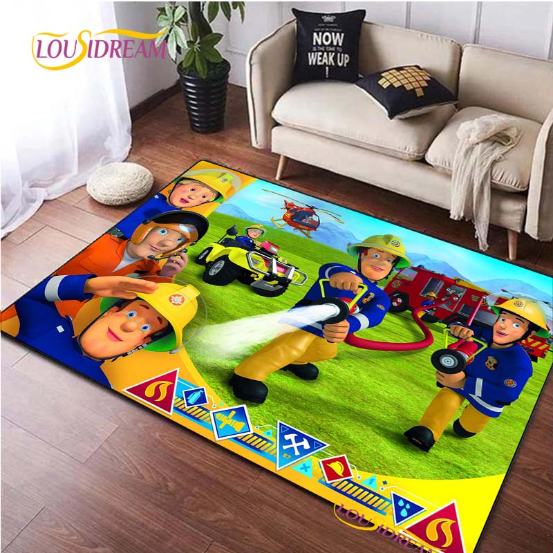 British Classic Animated Fireman Sam Carpet for Living Room Bedroom Area Rugs Kitchen Door Kids un-slip floor Mats birthday gift