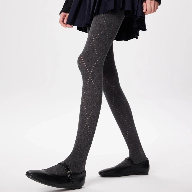 Cotton Women Tights Autumn and Winter Lingerie Slim Stockings Pantyhose Women Retro Rhombus Japanese Solid Color Tight Pantyhose