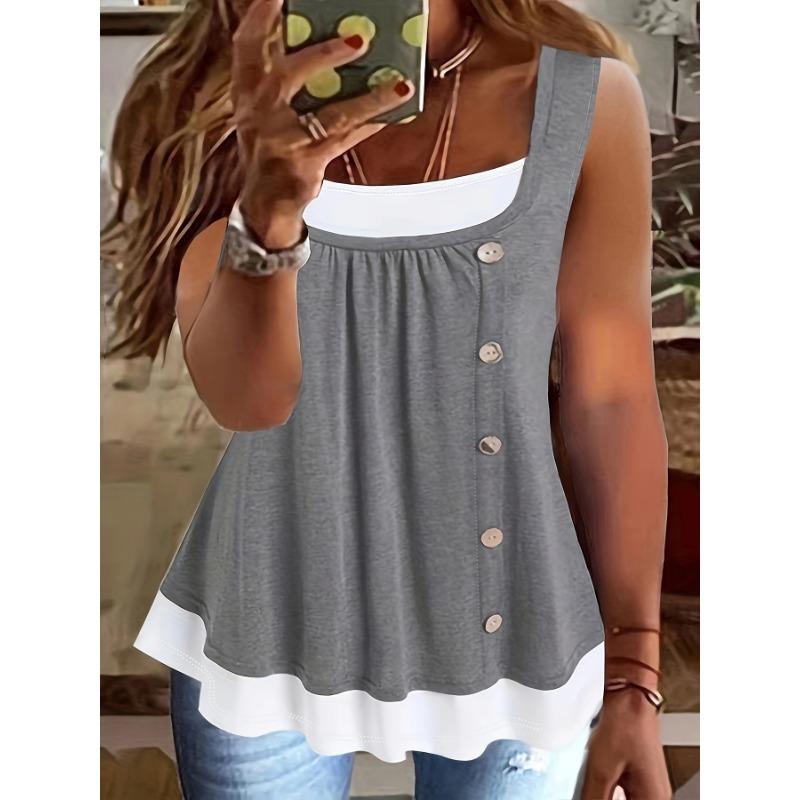 

YYFS Женская мода Повседневная Летняя Весна Однотонный Принт Без Рукавов Подтяжки Блузки и Рубашки XXL серый