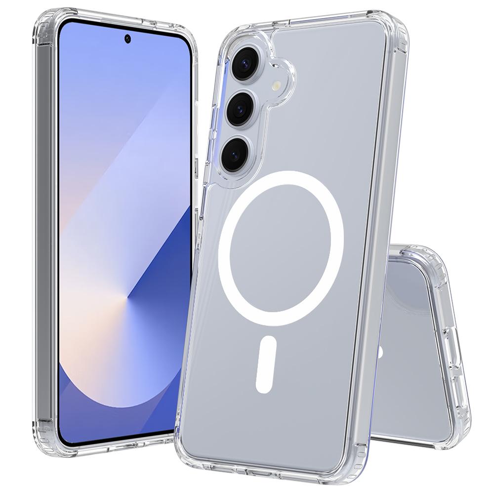 

Магнитный чехол для Samsung Galaxy S25+ Устойчивый к царапинам ТПУ+ПК Кристально прозрачная накладка для телефона A