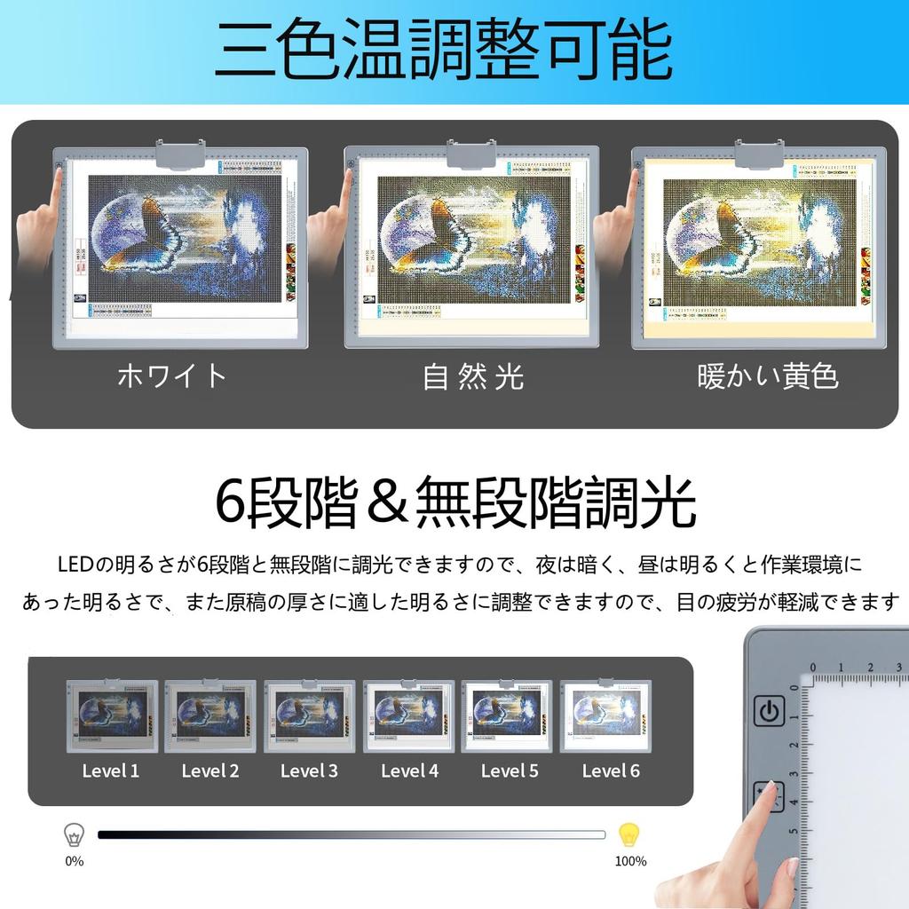 A3 Tracing Powered Tracing Table with 3 Color Stepless High Brightness Light Diamond Architectural Gift for Students and Kids Table, Wireless, Stand,