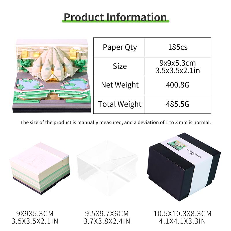 Time Piece Calendar 2026 Desk Calendar With Led Light 3D Tear-Away Calendar Paper Carving Art Memo Pad Notepad Gift Christmas