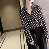 Stilvolle bedruckte Polka-Dot-Bluse Damenbekleidung Pendeln Einreihig Elegant Polo-Kragen Frühling Herbst Koreanisch Lockeres Hemd