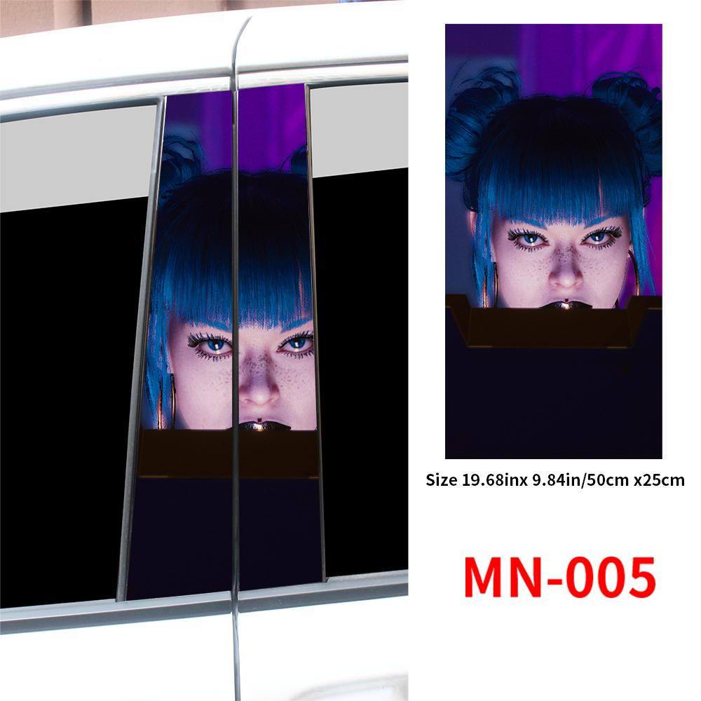 Cyberpunk Beauty Car Stickers Car B-pillar Vinyl Decals Waterproof Auto Center Pillar Sticker Cover Scratches Vehicle Decor