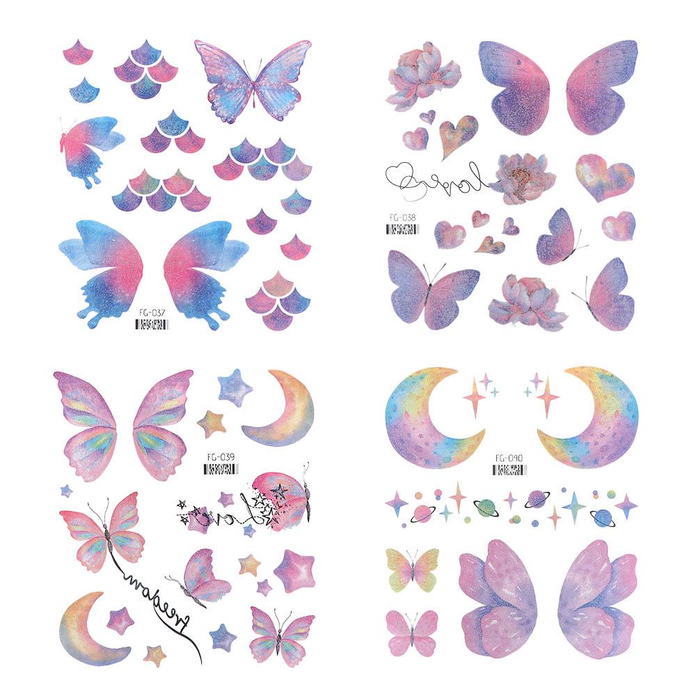 Moon Body Art Wings Fake Tattoo Temporary Tattoos Flowers Tattoo Stickers Butterfly Tattoo Stickers