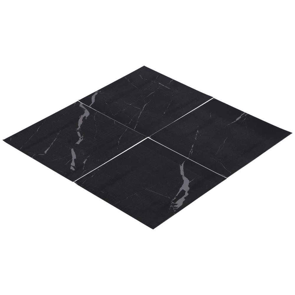 4Pcs Black (Dark Coffee) Self Adhesive Floor Decals Marble Tile Stickers for Stairs