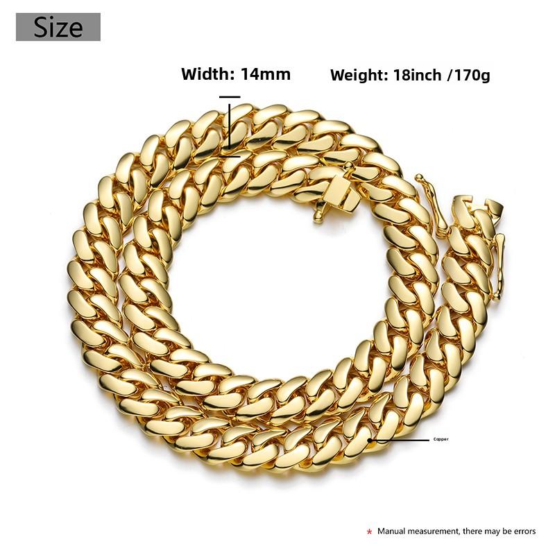 22mm Iced Out Cuban Link Chain Necklace 18K Gold Plated Solid Copper Miami Hip Hop Jewelry With Certificate