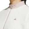 Adidas Color Block Letter Print Zipper Round Neck Long Sleeve Fleece Jacket Women Jackets White IA2784