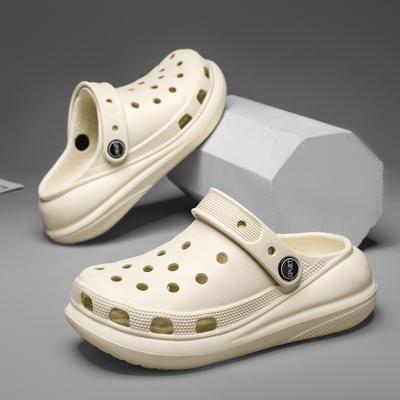 Thick-Soled Heightening Hole Shoes Women'S Wear Non-Slip Bag Head Beach Slippers Stepping On Shit Feeling Casual Solid Color Sandals