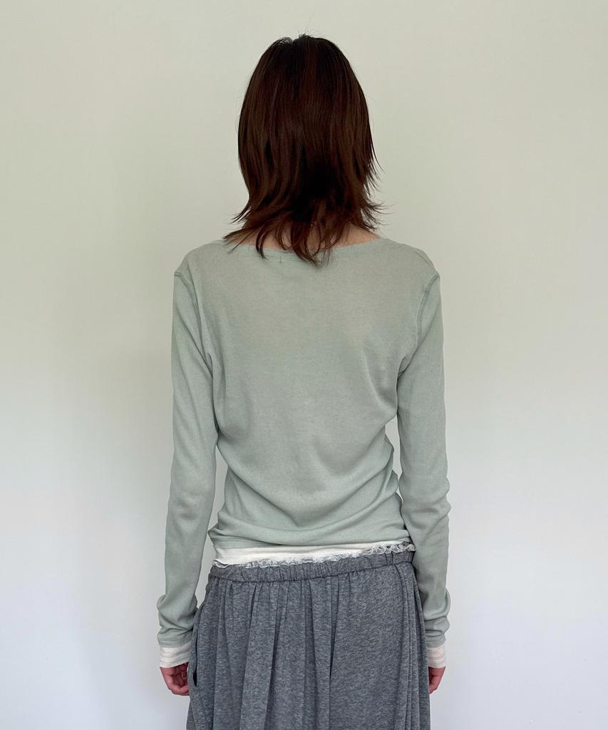 DIAGONAL Layered Henley Tee (Mint)