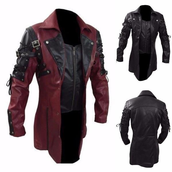 High quality, European and American men's locomotive plus size medieval leather jacket men