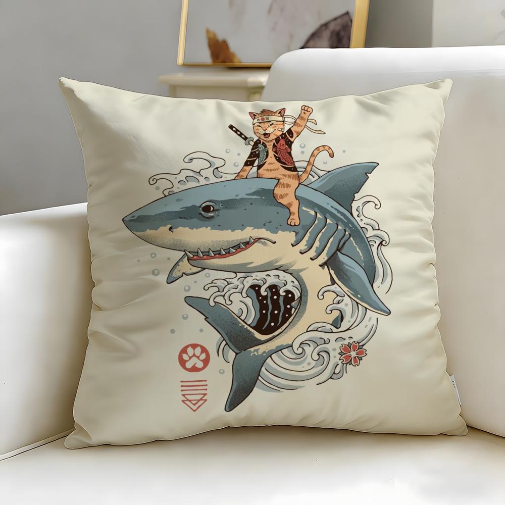 Classic Theme Japanese Style Cat Cushion Cover Soft & Easy-Wash Pillow Case – Versatile for Couch, Bed, Travel and Office