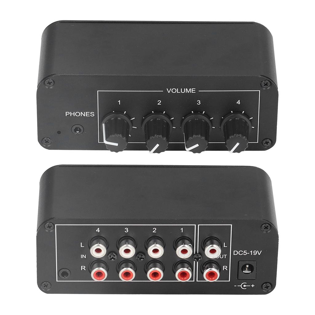 Stereo Mixer Stereo Sound Mixer 4 Channel  Input and Output Mini Stereo Mixer with Separate Volume Controls for Headphones