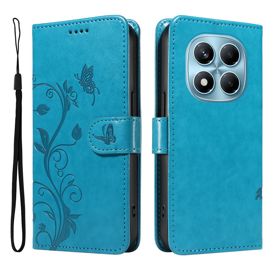 For Xiaomi Redmi Note 14 Pro 4G PU Leather Cases Flower Pattern Wallet Stand Phone Cover with Strap