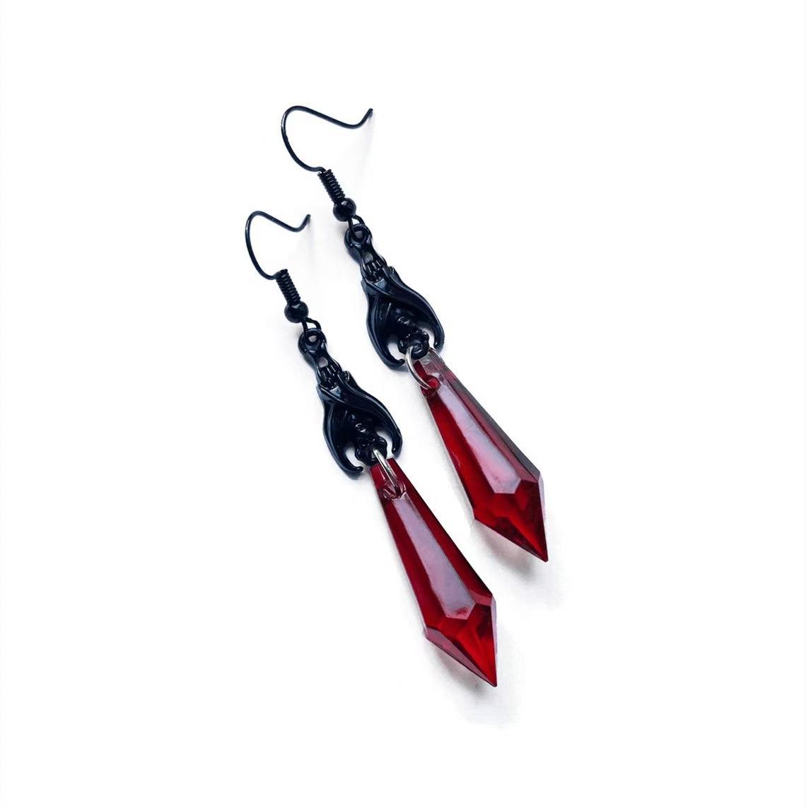 Fashionable Personalized Bat Earrings 1 pair красный