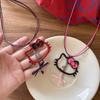 Wax Rope Bow Kitten Pendant Necklace Sweet Versatile Collarbone Chain Simple Fashion High Sense Jewelry Women