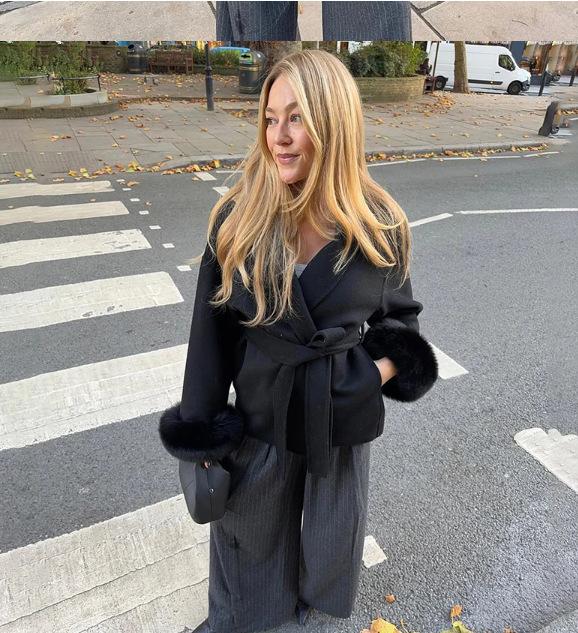 Lapel Tied Woolen Coat Women's Warm Comfortable Thick Cardigan Jacket Commute Retro Elegance Autumn/Winter 2025