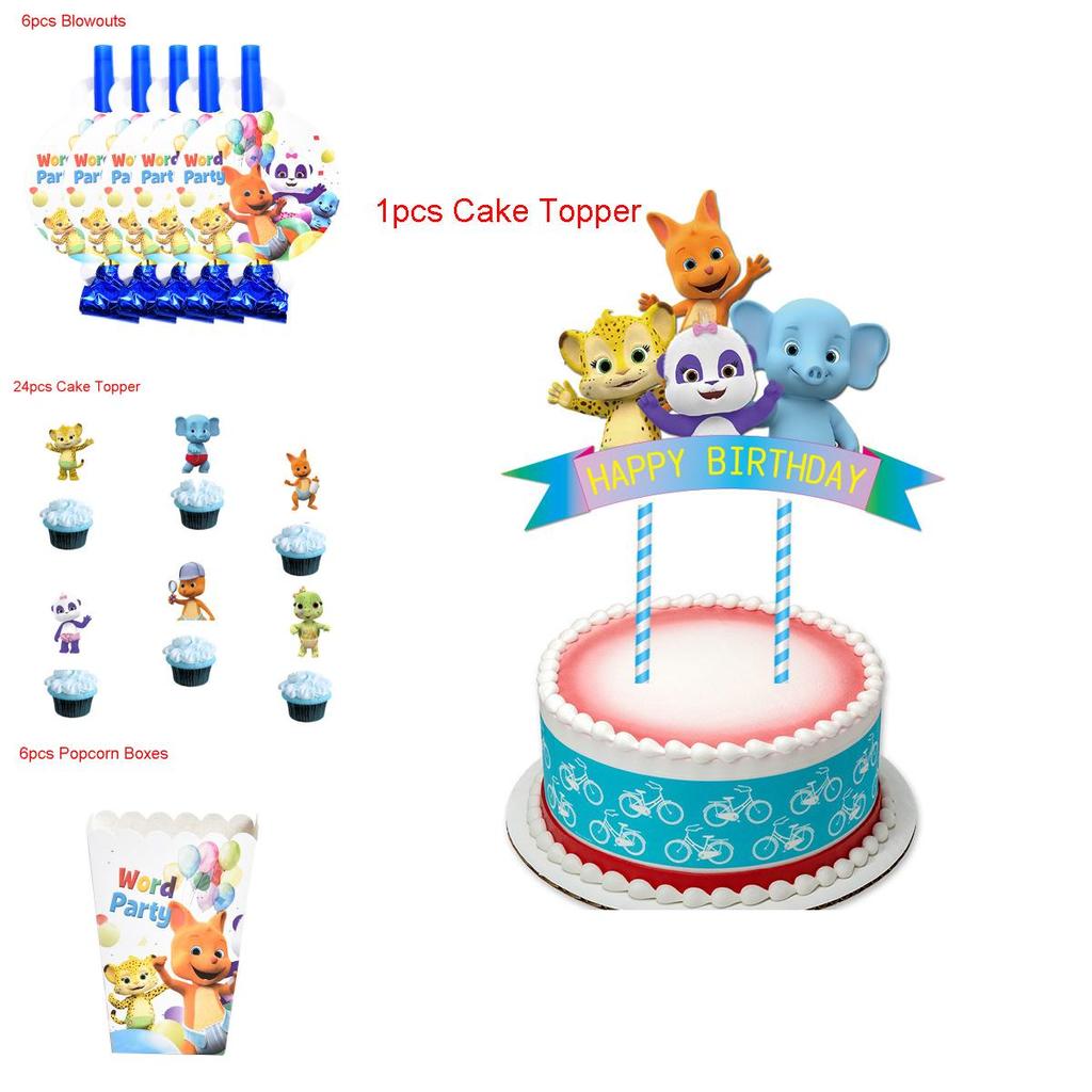 Word Party Theme Party Supplies Set With Colorful Plates Cups And Happy Birthday Banner For Kids Celebrations