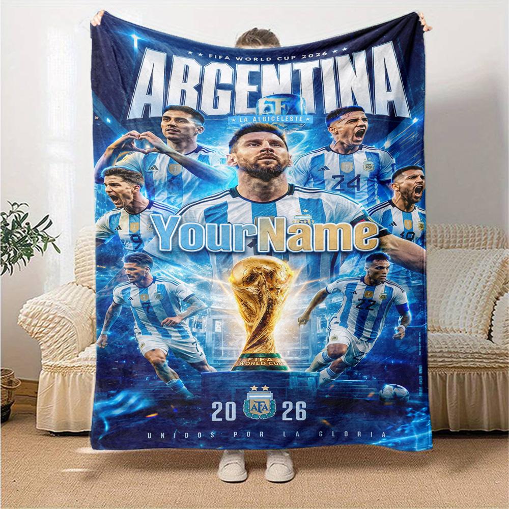 Messi Personalized Name Blanket Throw Customizable Blanket Ultra-Soft Great for Sofa Bed Office Chair Nap Four Seasons Multipurpose