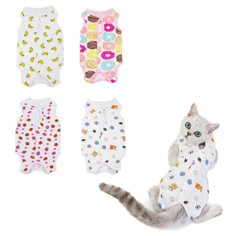 Anti-léchage S-XL Vêtements pour chatons Chemise à porter après la chirurgie Combinaisons de récupération Vêtements pour chat Accessoires pour animaux de compagnie Gilet pour chat