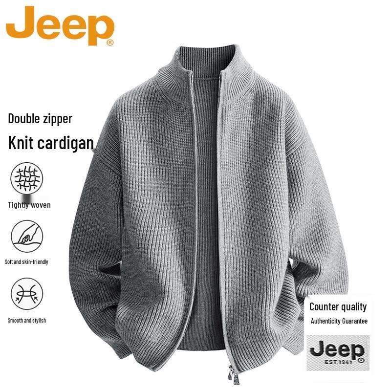 JEEP Men's Stand-Collar Knit Cardigan