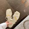 Grape Mom Studiolee Gentle Fairy Wind Bow Silk Square Head Short Thick Heel Sandals Summer New