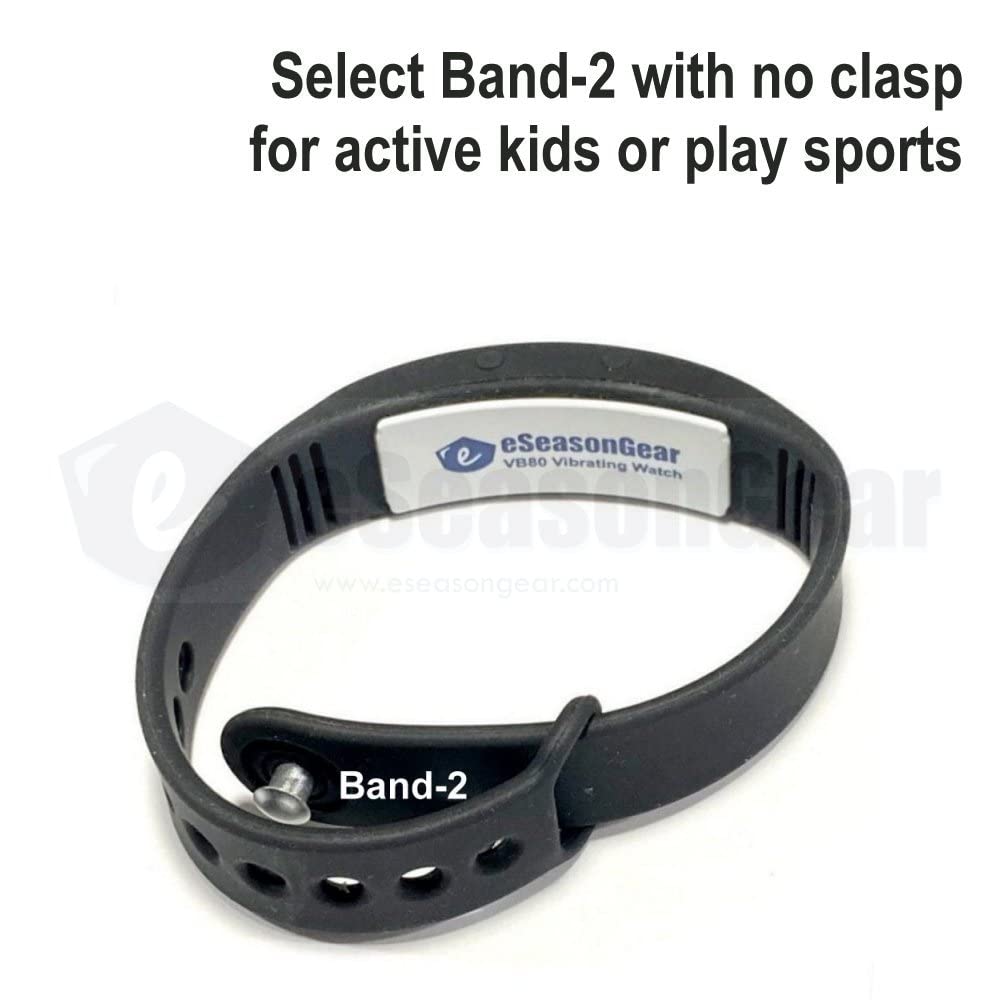 eSeasonGear VB80 12 Alarm Vibration Watch Quiet Vibration Shake Wake ADHD Medication Small Large Modern Reminder, Black-S, 4.5-7.5"/11-19cm;