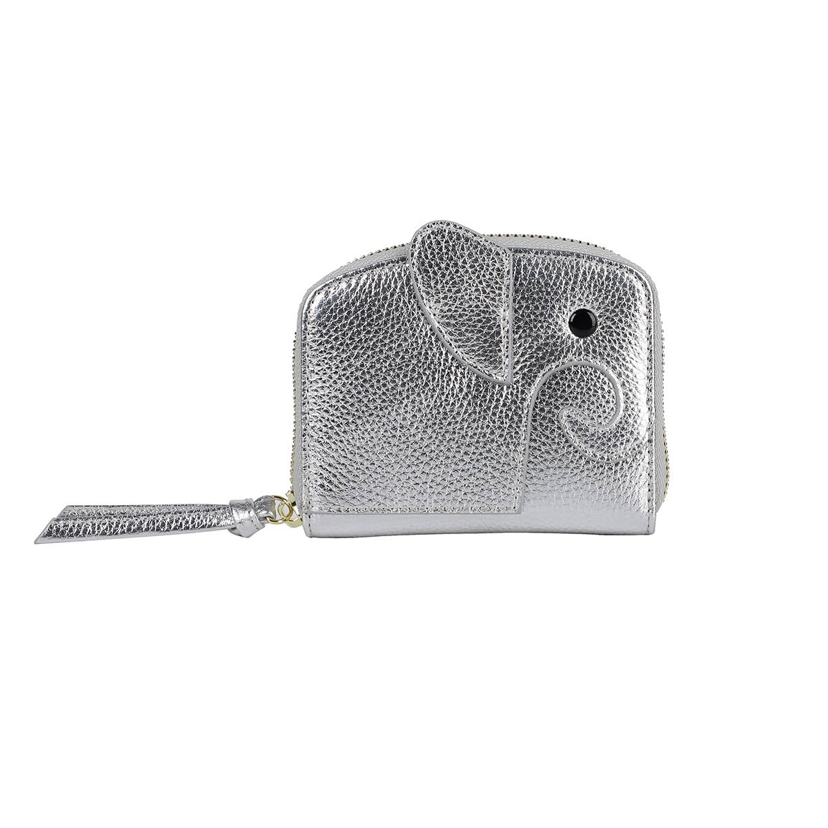 Женский мини-кошелек Lizdays в форме слона, компактный, с отделением для карт, складной, милый (Серебряный)
