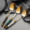 1PC Vintage European Stainless Steel Spoon With Ceramic Handle Coffee Stirring Spoon Fruit Exquisite Dessert Tableware4