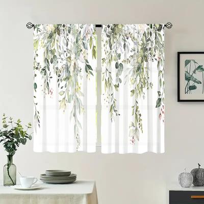 2 sztuki, zasłony kwiatowe z liści eukaliptusa - półzaciemniające - bardzo odpowiednie do salonu, sypialni, kuchni, dekoracji domu