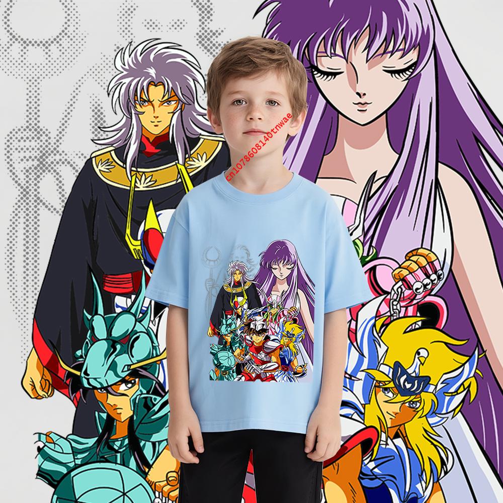 Saint Seiya Anime Dětské Tričko Bavlna Unisex Kluci Dívky Krátký Rukáv Tričko Kreslený Potisk Měkké Pohodlné Dětské Oblečení