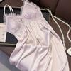 Pajamas Women with Chest Pads Summer New Suspender Ice Silk Sexy Summer Pajamas Lace High-end Embroidered Pajamas