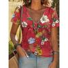 Sommer Neues Damen T-Shirt 3D Vintage Blumendruck V-Ausschnitt Kurzarmshirt Mode Damen T-Shirt Kleidung Y2k Damen T-Shirt