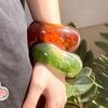 Women Acrylic Resin Chunky Bangle Hypoallergenic Colorful Geometric Irregular Wide Stackable Bracelet Fashion Jewelry Birthday Gift