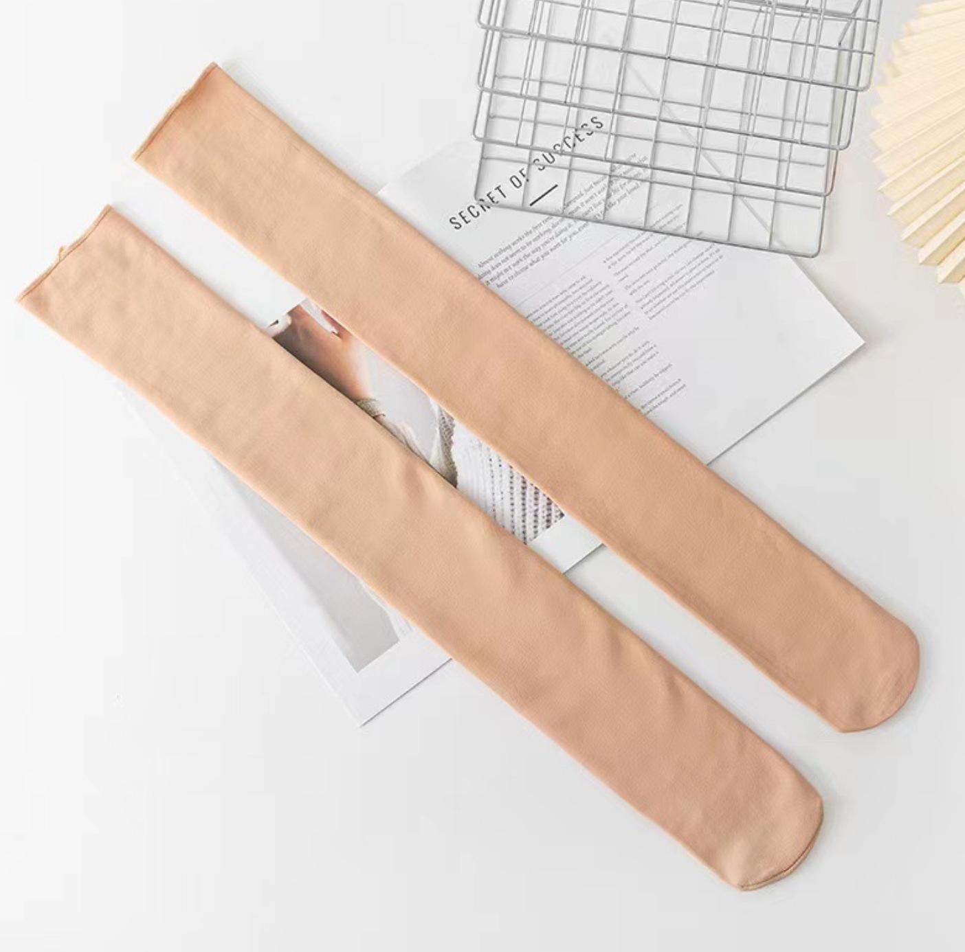 

Женские утолщенные носки выше колена с флисовой подкладкой — теплые, телесного цвета, длиной до икры, для осени/зимы. Thigh