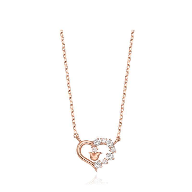 Tirrlirr Galaxy Heart Tulley Silver Pink Necklace Tnssvp13979S