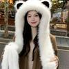 Winter Warm Doppelt Plüsch Verdickt Imitation Fuchs Ohren Mütze Schal Integriert Kalter Ohrenschutz Schneemütze