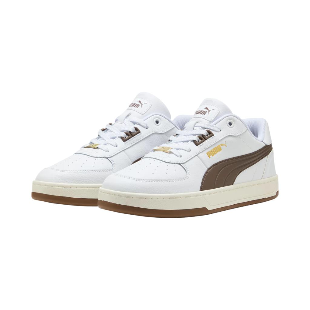 Puma Caven 2.0 Lux Weiß Flach Bronze Gummi Herren Sneaker 395016-19
