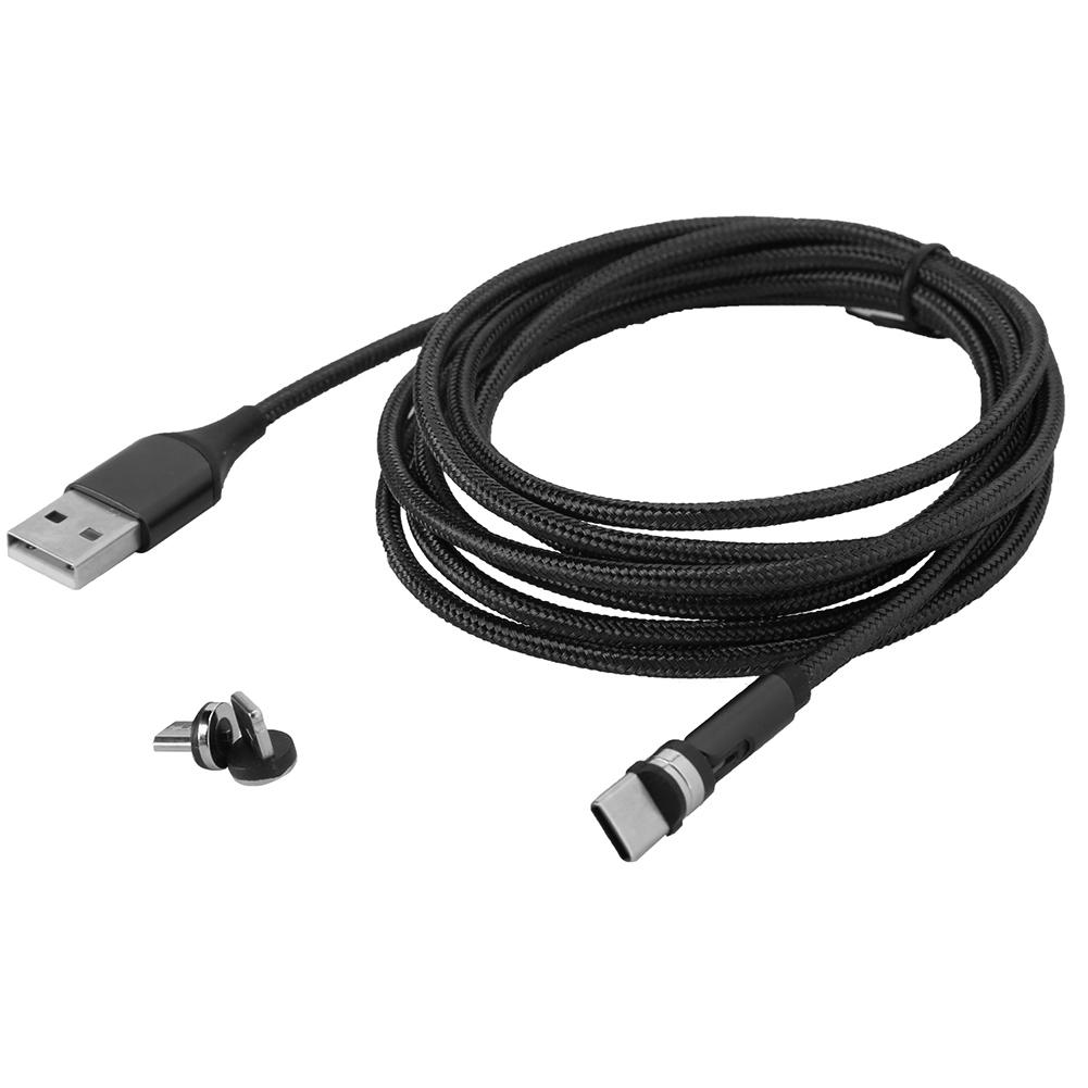 

3 in 1 360 Degree Rotate TypeC Magnetic USB Charger Micro USB Fast Charging Cable 1M(Black ) чёрный