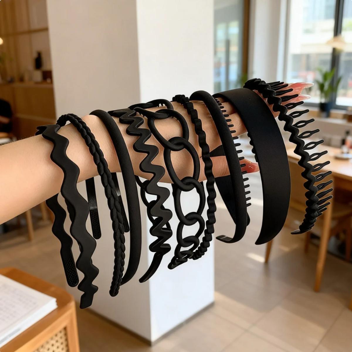 

9-Piece Set of Simple and Stylish Matte Toothed Hairbands, Hair Tidying Headbands, Outdoor Hair Hoops, Hair Accessories, Fashionable Hair Ornaments