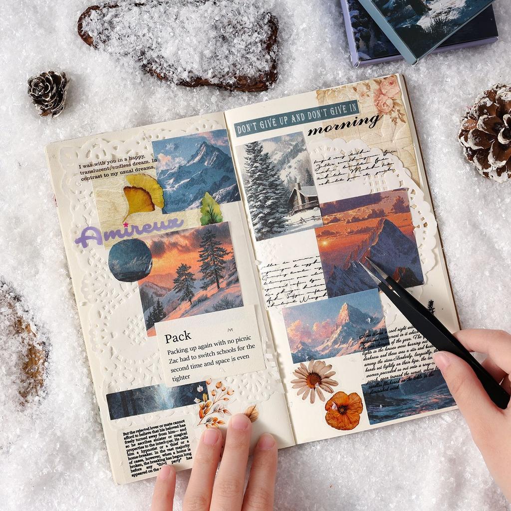 24 Stück/Los Notizblöcke Material Papier Erkundung des Schnees im Winter Papier Junk Journal Scrapbooking Karten Hintergrund Dekoration Papier