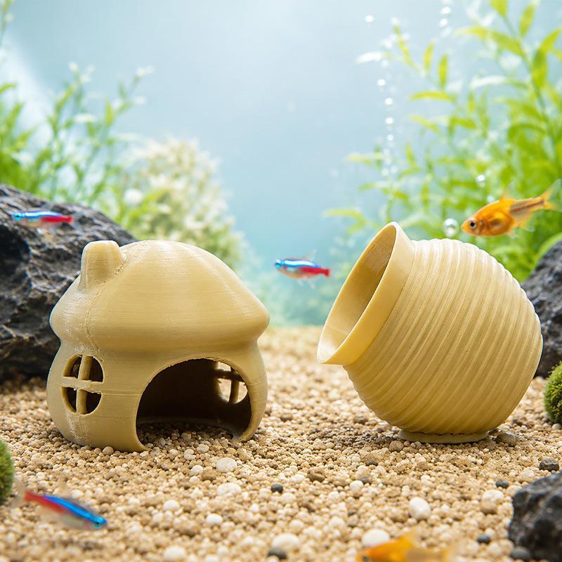 1Pc Betta Fish Hideout Cave Aquarium Small Fish Shrimp Breeding Shelter Mushroom Tree Trunk House Fish Tank Landscape Decoration