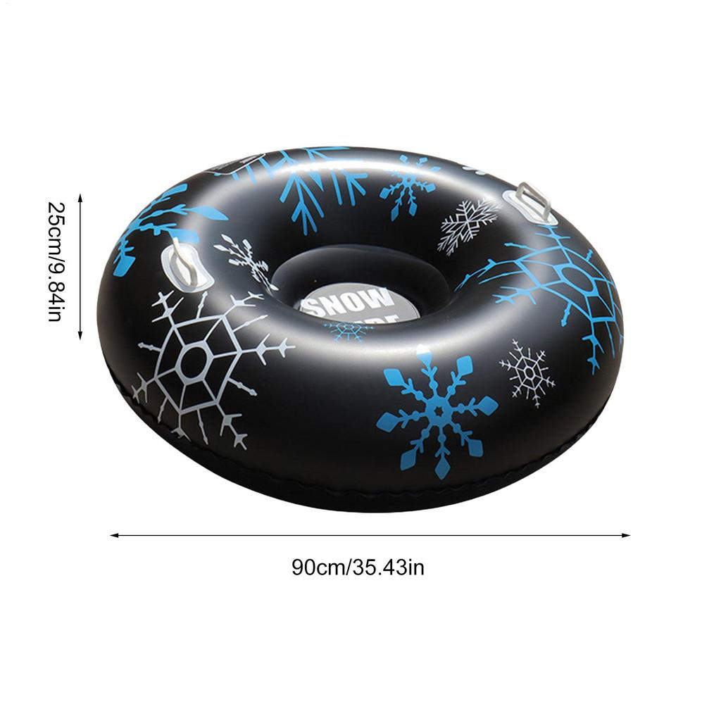 Schneeschlauch Verdicktes PVC Doppelgriff Donut 35.43 Zoll Robuster Aufblasbarer Schlitten Für Weihnachten Vereister Fluss See Skifahren Winterspiel