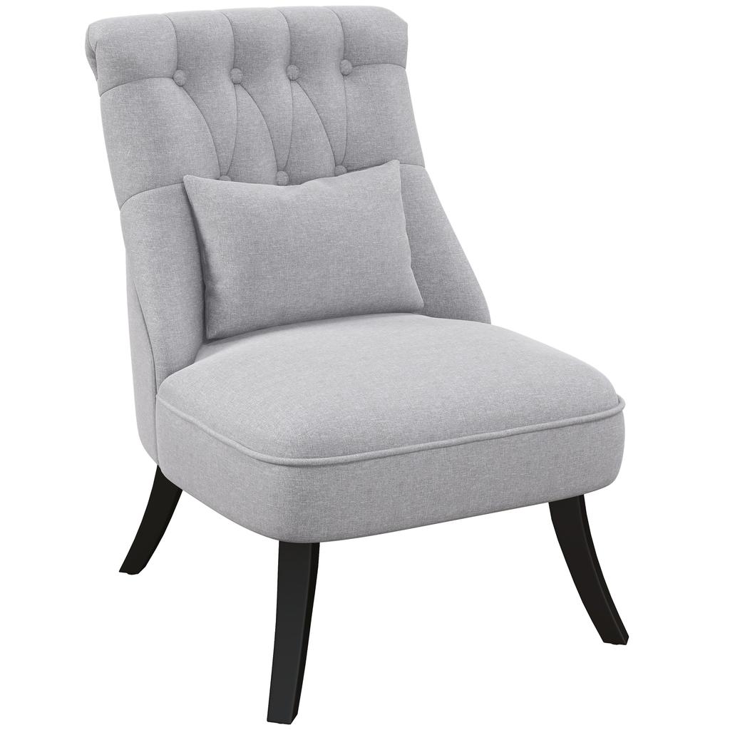 Armchair Living Room Relaxing Chair Lounge Chair Resting Chair with Back Cushion, Wooden Legs, Reading Chair with Linen Look
