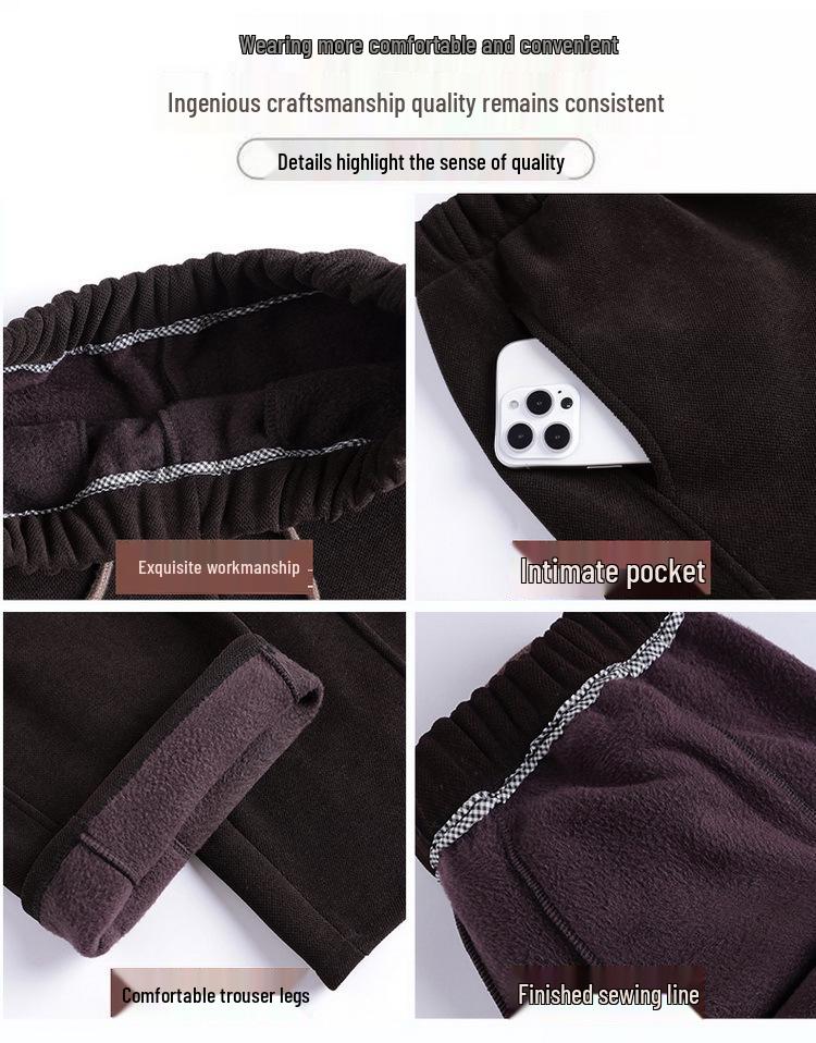 Velvet Winter Curved Blade Pants for Middle-Aged Women: Plus Size Slimming Wide-Leg Pants