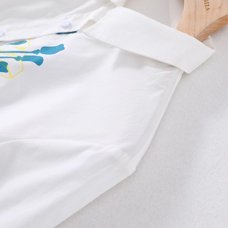 Polo Collar Printed Dress Elegant Temperament Shirt Dresses Comfortable OL Loose Dress with Lapel Neck