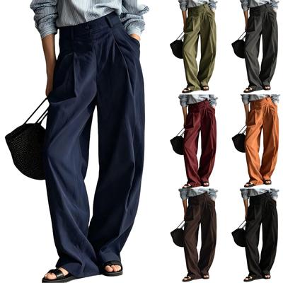 Damen High Waist Weiter Bein Lässige Hose, Modische Lockere Hose für den Alltag