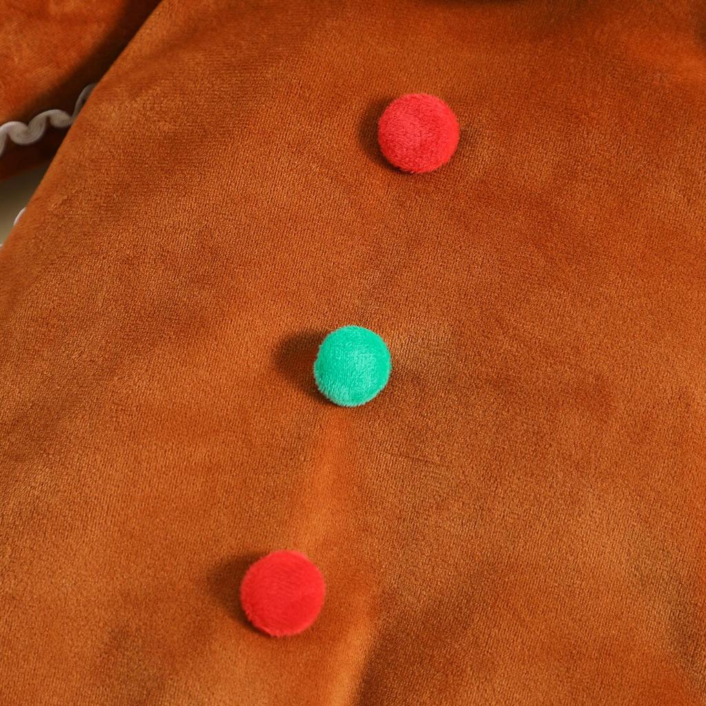 Costume Bébé Bonhomme En Pain D'épice - Grenouillère Polaire à Capuche Pour Noël - Tailles 0-24 Mois - Marron
